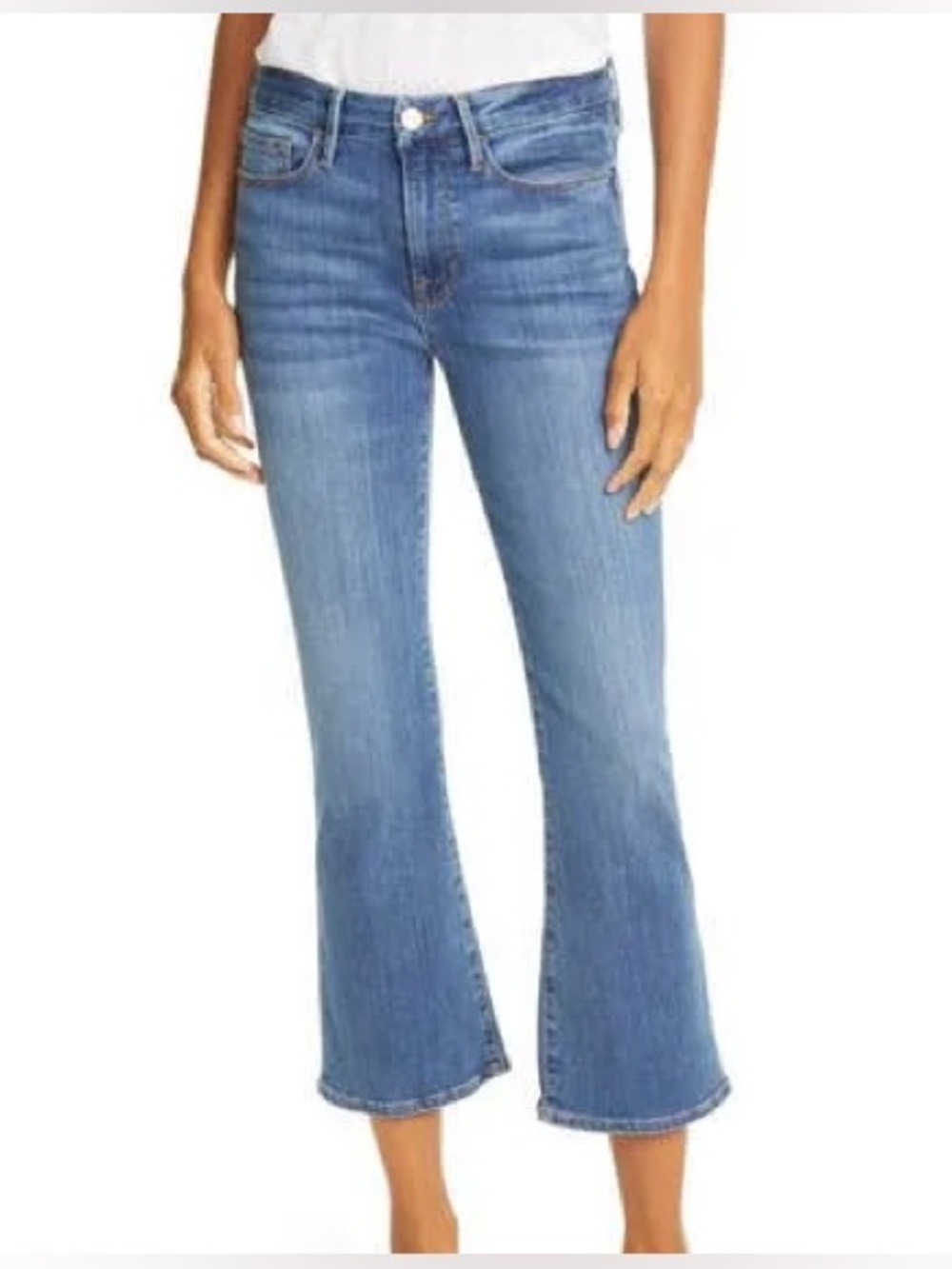 Frame Denim “Le Crop Mini Boot” Light Blue Cropped Jeans